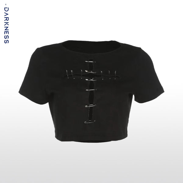 KT Dark Solid Ripped T-Shirt