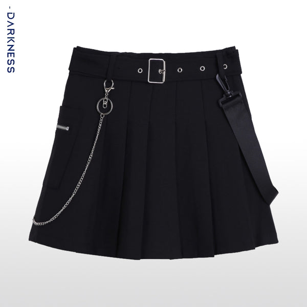 KT Punk Dark Tooling Buckle Chain Skirt