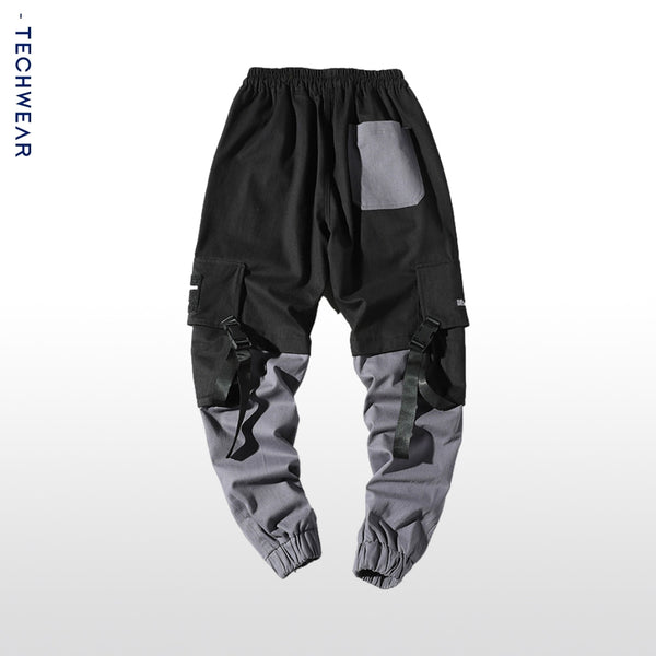 KT Black Grey Panelled Cargo Pants