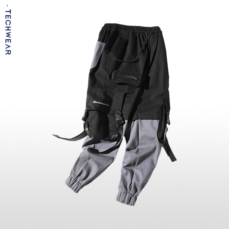 KT Black Grey Panelled Cargo Pants